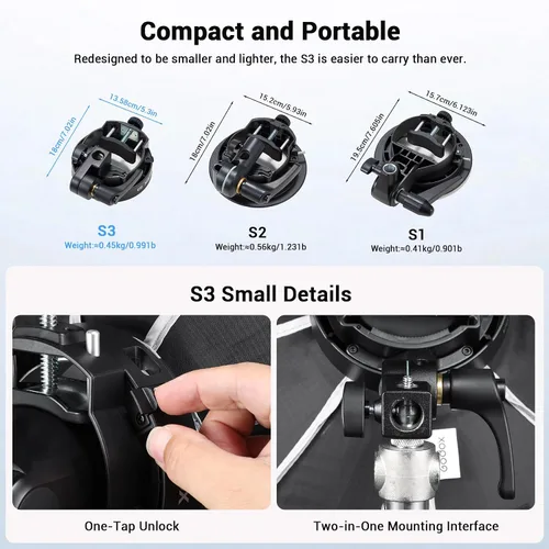 Miniatura 5 de Godox Soporte para flash S3 tipo S con soporte Bowens para Godox AD100 AD200 Pro II AD400 Pro II TT600 TT685II V100 V1 V1Pro TT350S V860III- S2