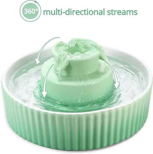 Miniatura 6 de Fuente de agua de cerámica para gatos, 2.1L/71oz fuente para gatos con diseño de cupcake para perros y gatos de interior, 2 bombas ultra silenciosas