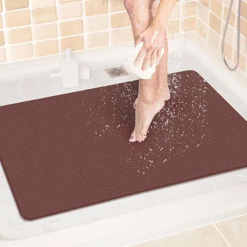Miniatura 56 de LuxStep - Tapete de ducha, de 24 x 36 pulgadas, tapete de baño antideslizante con drenaje, tapete de baño de cloruro de polivinilo, de secado Gris