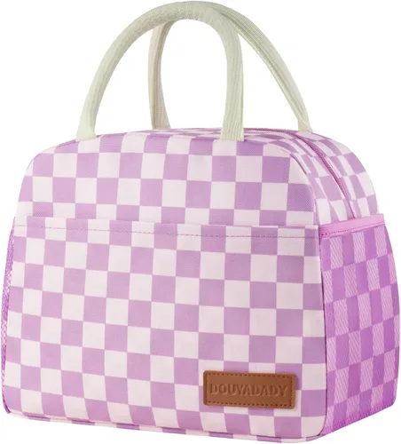 Miniatura 23 de douyadady Bolsa de almuerzo para mujeres/hombres, fiambrera mujeres/hombres (azul bebé+rayas blancas)