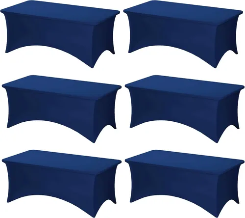 Miniatura 47 de Fixwal Paquete de 3 Manteles Negros para Mesas Rectangulares de 6 Pies, Manteles Rectangulares Elásticos de Spandex Ajustables de 6 Pies