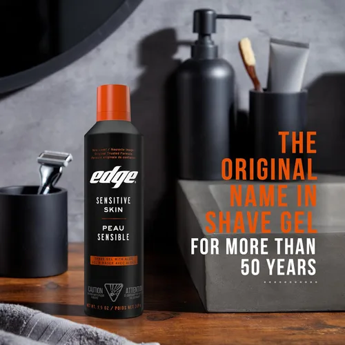 Miniatura 4 de Edge Gel de Afeitar para Hombres, 9.5 oz, Paquete de 2 Gel de Afeitar para Hombres con Aloe, Crema de Afeitar para Hombres para Piel Sensible