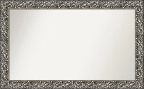 Miniatura 270 de Amanti Art Espejo de baño plateado para sobre fregadero, 26 x 26 pulgadas, espejo cuadrado de níquel pulido, marco de madera tradicional mediano, se