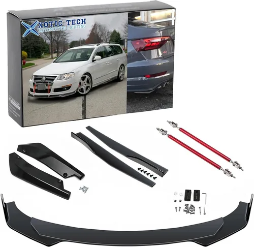 Miniatura 10 de X xotic tech Juego de carrocería para coche con alerón para parachoques delantero, divisor de falda lateral + alerón para parachoques trasero