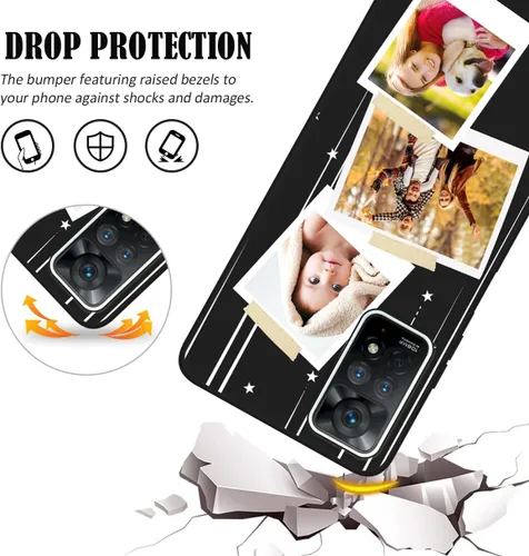 Miniatura 5 de Funda de teléfono personalizada para Xiaomi Redmi Note 11 Pro 4G y 5G/Note 12 Pro 4G con fotos y nombre de texto, imagen personalizada, funda negra