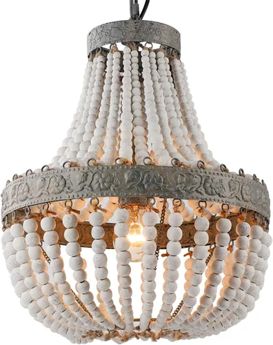 Miniatura 10 de Lámpara Colgante de Araña con Cuentas de Madera Bohemia Boho Playera Lámpara de Techo Accesorios de Iluminación