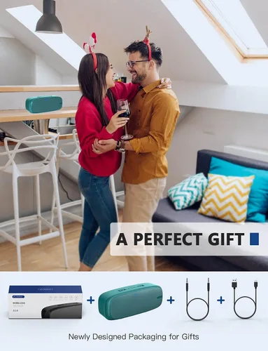 Miniatura 6 de LENRUE Altavoz Bluetooth, altavoz portátil inalámbrico con sonido estéreo fuerte, graves intensos, tiempo de reproducción de 12 horas, micrófono
