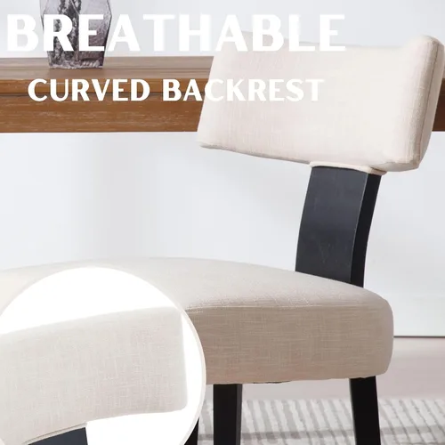 Miniatura 4 de RIVOVA Juego de 2 sillas de comedor de lino, sillas de comedor modernas con patas de madera negra, sillas tapizadas para comedor, cocina, tocador