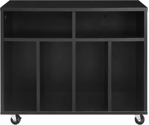Miniatura 4 de Crosley Furniture Carlo - Consola de almacenamiento de discos rodantes, soporte móvil para tocadiscos, soporte para discos de vinilo, color negro