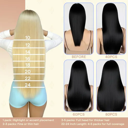 Miniatura 9 de Full Shine - Extensiones de cabello con cinta adhesiva de 18 pulgadas, extensiones de cabello Remy de 1.76 oz, extensiones de cabello lacio
