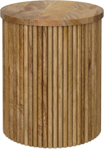 Miniatura 12 de SIMPLIHOME Demy - Mesa auxiliar redonda de metal sólido de 18 pulgadas de ancho con parte superior de mármol genuino y base de listones en negro