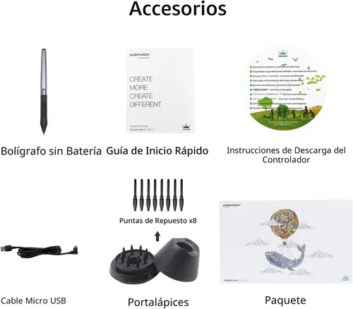 Miniatura 9 de HUION Inspiroy H950P - Tableta de dibujo digital de 8 x 5 pulgadas con lápiz sin batería, 8192 presión de bolígrafo, inclinación, 8 teclas de acceso