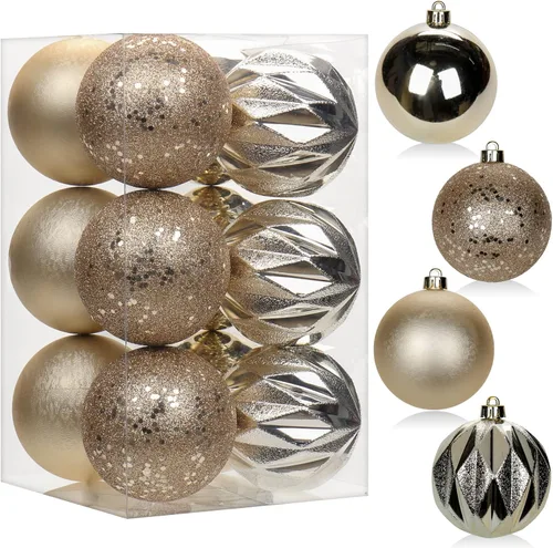 Miniatura 8 de 30 piezas de adornos de bola de árbol de Navidad irrompibles negros para decoración navideña
