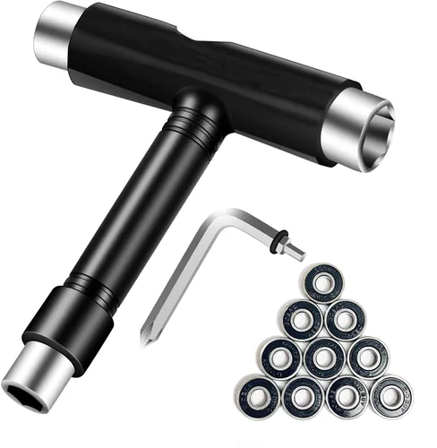 Kit de herramientas de patinaje todo en uno, kit de herramientas con 10 rodamientos 608RS para patineta, patinaje de ruedas, patinaje