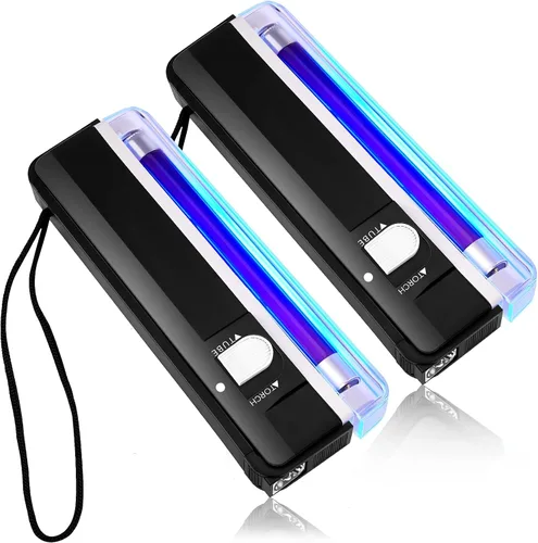 Dunzy 2 unids linterna de luz negra UV portátil luz negra LED luz UV funciona con pilas negro negro antorcha falsificación Bill Detector