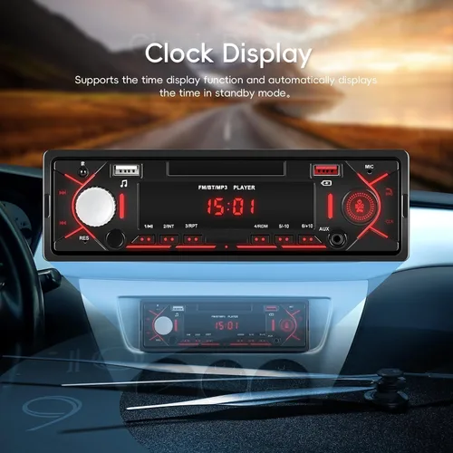 Miniatura 6 de Estéreo de coche de un solo DIN con Bluetooth 5.0 manos libres Llamadas Digital Receptor estéreo para coche Radio FM Reproductor MP3 Sistema