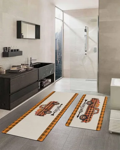 Miniatura 2 de Tapete de baño a cuadros para bañera, antideslizante, de secado rápido y absorbente, de tierra de diatomeas, fregadero de cocina, tapete rústico