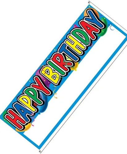 Beistle Cartel de feliz cumpleaños – Cartel colorido de plástico para todo tipo de clima con ojales y área de mensajes personalizable para el día B,