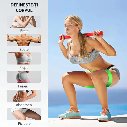 Miniatura 4 de Bandas de resistencia, juego de 5 bandas de ejercicio con diferentes niveles de fuerza, bandas elásticas de resistencia para ejercicio, pilates