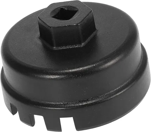 Llave de tapa de filtro de aceite, 14 flautas, 6 ranuras, herramienta de extracción de tapa de filtro de aceite de 2.539 in para Toyota Corolla Negro