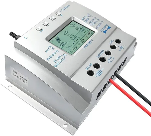 Miniatura 8 de Controlador de carga solar de 80 A, regulador de panel solar de 80 amperios con temporizador de carga, 12 V 24 V automático con pantalla LCD USB 5 V