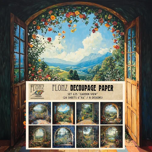 Miniatura 2 de Paquete de papel para decoupage (24 hojas 15x15 cm) # Papel con patrón estilo vintage de paisajes urbanos para decoupage, manualidades y álbumes