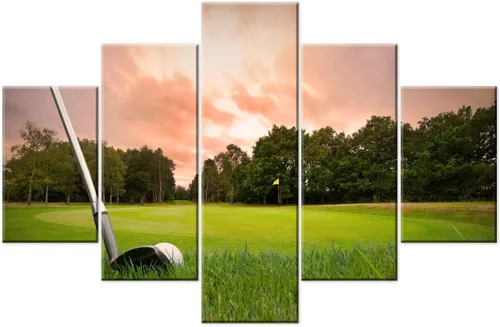 Miniatura 35 de Piezas de golf para decoración de pared, pinturas en blanco y negro, arte de pared para sala de estar, golf, deportes, obras de arte de 5 piezas