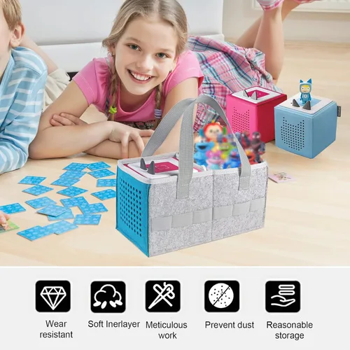 Miniatura 3 de Bolsa de mano para Toniebox Starter Set, funda de transporte al aire libre, bolsa de mano portátil para reproductor de audio Toniebox y figuras Azul