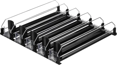 uxcell Organizador de bebidas para refrigerador, organizador de latas de soda autoempujable, ancho ajustable, dispensador de bebidas, empujador de