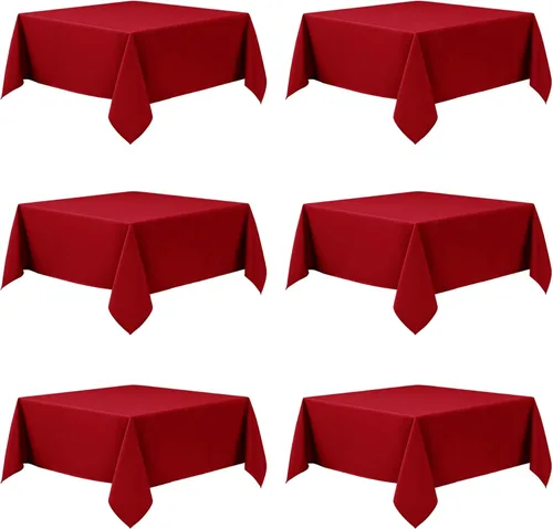 Miniatura 19 de Paquete de 6 manteles negros para mesas cuadradas, 54 x 54 pulgadas, tela de poliéster resistente a las manchas para mesas de 2 pies, manteles
