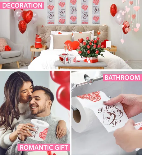 Miniatura 5 de Printed TP Papel higiénico impreso con texto en inglés "Happy Valentine" - Rollo de papel higiénico para San Valentín, decoración de baño, regalo
