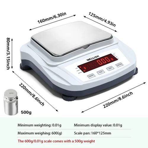 Miniatura 2 de Báscula de laboratorio 21.16 oz/0.00 oz Báscula digital de alta precisión con pesos de 17.64 oz Balanza analítica Balanza electrónica para pesaje