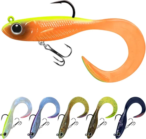 Miniatura 9 de TRUSCEND Duramax TPE Soft Fishing Lures with BKK Hooks, Shrimp & Crayfish Pro Fishing Baits, Curly & Paddle Tail Lure for Trembly Sinking &