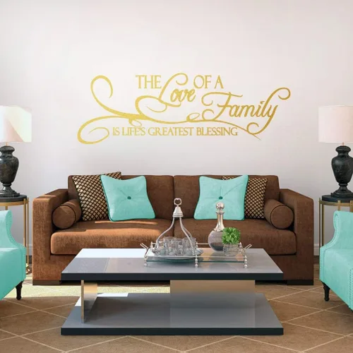 Miniatura 5 de Vinilo decorativo de pared The Love of A Family, pared de habitación familiar, sala de estar, cita de pared de la familia es la mayor bendición