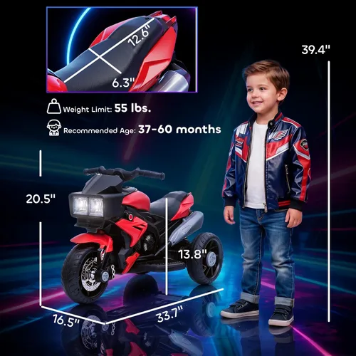 Miniatura 7 de Aosom Motocicleta para niños de 6V, juguete de montar para niños pequeños, mini motocicleta eléctrica de alta tracción, batería, con interruptor
