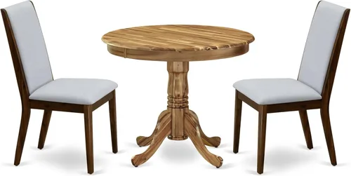 Miniatura 15 de East West Furniture ANLA3-ABK-47 - Juego de muebles de comedor de 3 piezas que contiene una mesa de cocina redonda con pedestal y 2 sillas