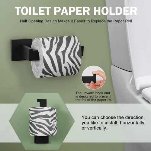 Miniatura 5 de VELIMAX Juego de 4 piezas de accesorios de baño de acero inoxidable de alta calidad, juego de toallero montado en la pared, negro mate, 24 pulgadas