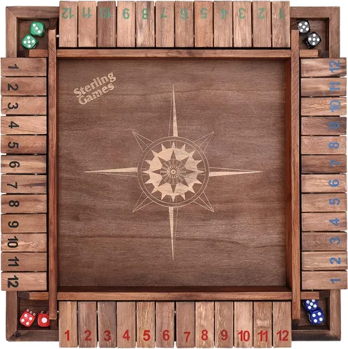 Sterling Games - Juego de 12 pulgadas para 4 jugadores, juego de dados familiares con caja de 12 números, tablero de madera grande con temática