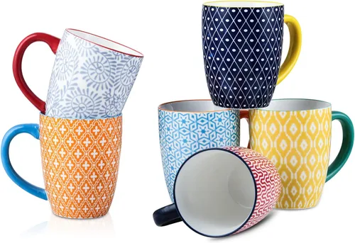Miniatura 13 de Selamica Juego de 4 tazas de café de 10 onzas, tazas de café pequeñas de cerámica con asa, taza de café para capuchino latte cacao, té con leche