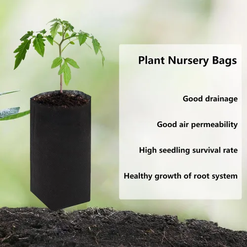 Miniatura 3 de Belit 50 piezas de 26 cm de alto bolsas de cultivo de vivero profundas, macetas de plantas no tejidas para el inicio de plantas enraizadas, Negro