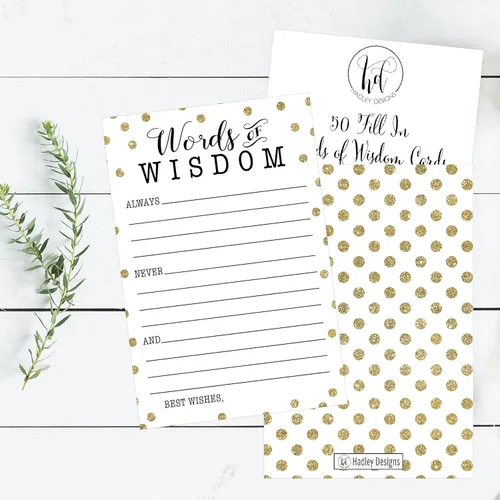 Miniatura 3 de Hadley Designs 50 tarjetas de consejos de palabras de sabiduría con puntos dorados, tarjetas de consejos de graduación, tarjetas de consejos