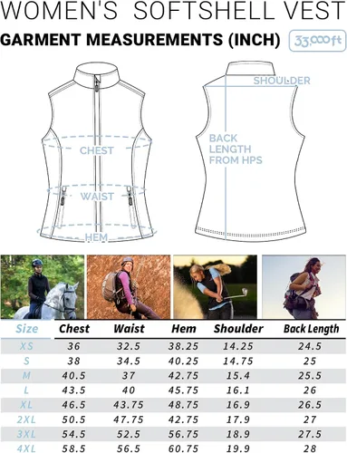 Miniatura 7 de 33,000ft Chaleco de correr para mujer, con forro polar, con cremallera, resistente al viento, ligero, softshell, para golf, senderismo, deportes