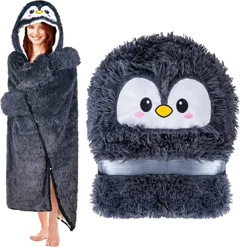 Miniatura 9 de Manta con Capucha de Llama Alpaca Usable para Adultos – Mullida Súper Suave Cálida Acogedora de Franela de Felpa y Sherpa Sudadera con Capucha Manta