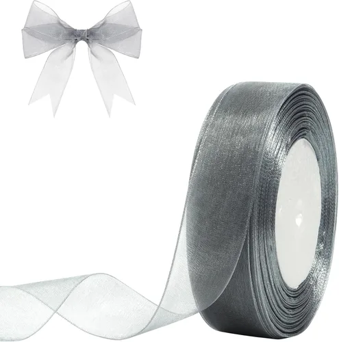 Miniatura 35 de Cinta de organza transparente de 3/4 de pulgada, 50 yardas, cinta de gasa para envolver regalos, decoración de Navidad, Halloween, ramo de boda