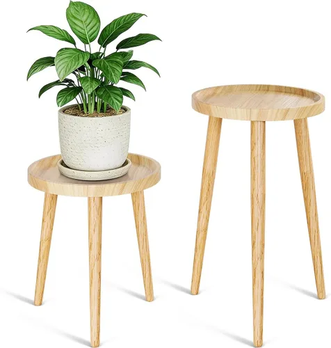 Miniatura 13 de Soporte alto para plantas de interior, soportes de metal para plantas de interior de mediados de siglo, mesa de altura ajustable para macetas