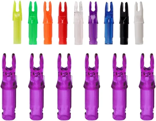 Miniatura 10 de 50 paquetes de flechas de arco con encoques - Insertos de flecha para flechas de carbono. Encoques de flecha de plástico de.244/6.20mm para tiro