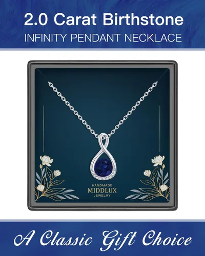 Miniatura 9 de MIDDLUX Collares de piedra natal genuina para mujeres y niñas, collar infinito, regalos de cumpleaños para ella, joyería para mujeres adolescentes