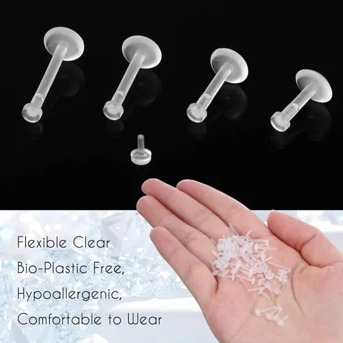 Miniatura 4 de Misdary Retenedores de piercing transparentes para nariz, labios, cartílago, a granel, para deportes, trabajo, cirugía, escuela, cirugía, piercing