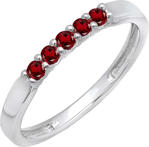 Miniatura 17 de Dazzlingrock Collection Anillo de boda redondo de 5 piedras preciosas o diamantes para mujer en oro macizo de 10 K/14 K/18 K