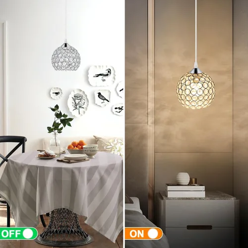 Miniatura 5 de TISLYCO - Lámpara de araña de cristal con enchufe y cable largo de 13.12 pies y interruptor de encendido/apagado, lámparas colgantes con enchufe